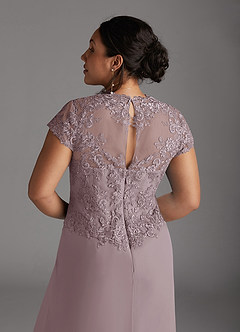 Azazie Junie Mère de la mariée Robes Robe Trapèze en Mousseline de soie Dentelle Crépuscule image9