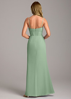 Azazie Chantel Jurken voor bruidsmeisjes Converteerbaar Jurk van Chiffon met Kolom Strapless Matcha image6