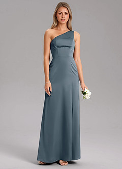 Azazie Feby Bridesmaid Dresses Twilight A-Line One Shoulder Stretch Satin Dress image7