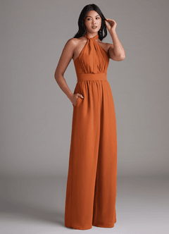 Azazie Lamara Vestidos de damas de honor Canela de Gasa de Mono Convertible con Vestidos sin tirantes image12