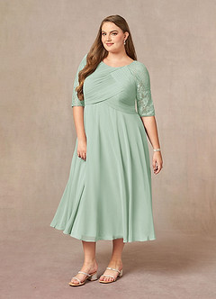 Azazie Dorothea Mother of the Bride Dresses Agave A-Line Scoop lace Chiffon Dress image8