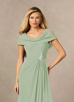 Azazie Mary Mother of the Bride Dresses Dusty Sage A-Line Side Slit Chiffon Dress image5