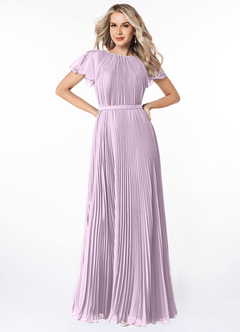 Azazie Kara vestidos de dama de honor modestos Vestido de Corte En A Plisado Hasta el suelo Gasa image1