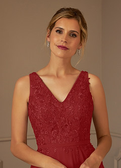 Azazie Joules Mère de la mariée Robes Robe Trapèze en Mousseline de soie Paillettes Rouille image6