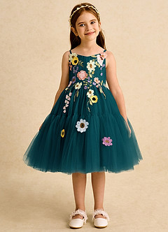 Azazie Osea Flower Girl Klänningar Klänning Balklänning i Tyll Plisserad image7