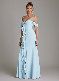 Azazie Karmela Bridesmaid Dresses Sky Blue A-Line Off the Shoulder Chiffon Dress image5