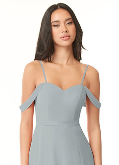Azazie Aaron Bridesmaid Dresses Dolphin Grey A-Line Off the Shoulder Chiffon Convertible Dress image4