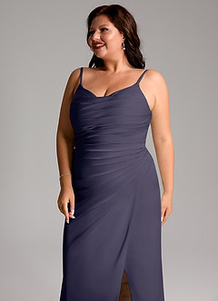 Azazie Deandra Bridesmaid Dresses Stormy Mermaid Pleated Stretch Satin Dress image6