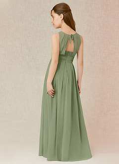 Azazie Bibiane Junior Pistachio A-Line Pleated Chiffon Dress image5