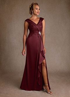 Azazie Santa Monica Kleider für die Brautmutter A-Linie Spitze Kleid Cabernetrot image1