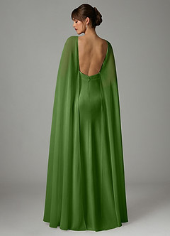 Azazie Stefania Robes de demoiselle d'honneur Robe Trapèze en Satin extensible Basilic image4