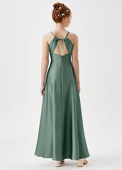 Azazie Avelina Junior A-Linie Plissee Stretch-Satin Kleid Eukalyptus image6