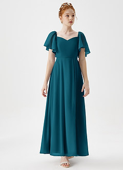 Azazie Chloe Junior Ink Blue A-Line Sweetheart Neckline Chiffon Dress image5