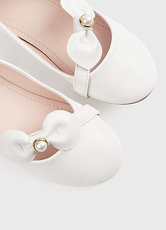 front Bow And Pearl Girl's Flat Shoes