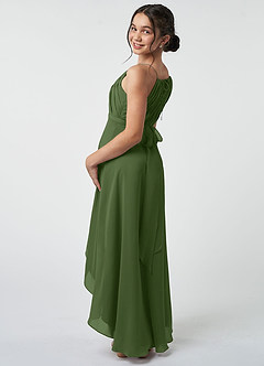 Azazie Oaklynn Junior Olive A-Line Pleated Chiffon Dress image5