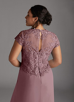 Azazie Junie Abiti per la Madre della Sposa Abito A-Line in Chiffon Pizzo Rosa Polverosa image9