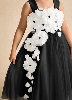 Azazie Dovey Flower Girl Dresses Black Ball-Gown Bow Tulle Dress image7
