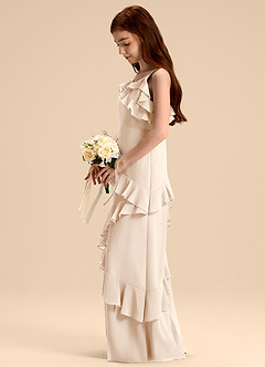 Azazie Evara Junior Robe Trapèze en Mousseline de soie Albâtre Blanc image5