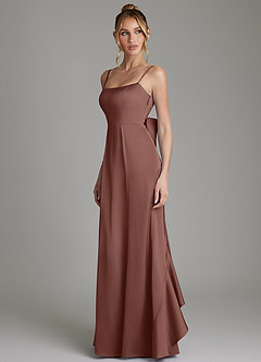 Azazie Zherra Vestidos de damas de honor Vestido Expresado de Satén Elástico de Corte Sirena con Lazo image2