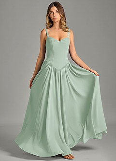 Azazie Evadina Suknie dla druhen Linia A Gorset Szyfon Do ziemi Sukienka image1