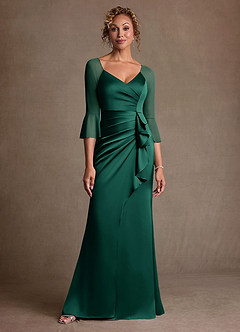 Azazie Nampa Klänningar till brudens mor Klä Tubklänning i Maska Plisserad Smaragdgrön image1