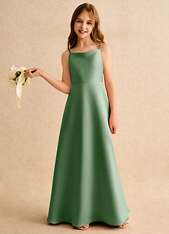 Azazie Joella Girls Formal Flower Girl Klänningar Klä A-Line i Matt satäng Plisserad image2