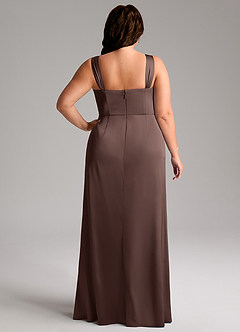 Azazie Denice Abiti da Damigella Abito Tubino in Raso Elasticizzato Plissettato Ganache image11