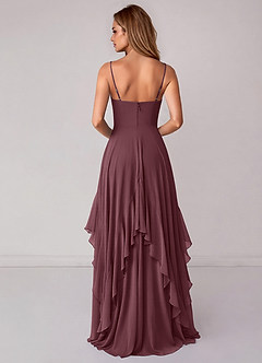 Azazie Zaina Bridesmaid Dresses Sangria A-Line Chiffon Dress image6
