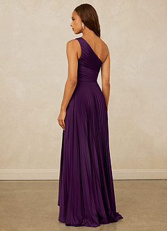 Christian Siriano Bridal for Azazie 1008 Bridesmaid Dresses Grape A-Line One Shoulder Stretch Satin Dress image2