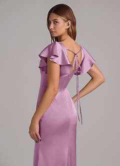 Azazie Elkie Brudtärnklänningar Klä av Sjöjungfru i Stretch Satin Fyrkantig halsringning Blåregn image7