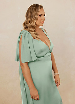 Christian Siriano Bridal for Azazie 1011 Robes de demoiselle d'honneur Robe Sirène en Satin extensible Arc Agave image17