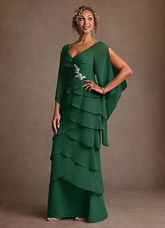 Azazie Arabinda 신부의 어머니 드레스 쉬스 셔링 쉬폰 플로어 길이 드레스 image3