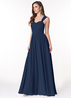 Azazie Zapheira Bridesmaid Dresses Dark Navy A-Line Ruched Chiffon Dress image3