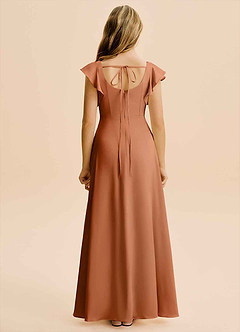 Azazie Bondi Junior Copper A-Line Side Slit Stretch Satin Dress image2