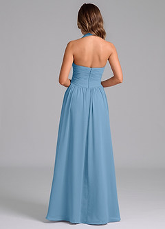 Azazie Darlyn Bridesmaid Dresses Steel Blue A-Line Pleated Chiffon Dress image2