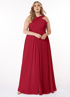 Azazie Kaleigh Bridesmaid Dresses Scarlet A-Line Pleated Chiffon Dress image7