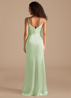 Azazie Deandra Bridesmaid Dresses Dusty Sage Mermaid Pleated Metallic Satin Dress image5
