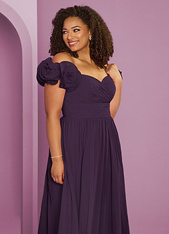 Barbie ♥ Azazie Bridesmaid Dresses Plum A-Line Off the Shoulder Chiffon Convertible Dress image13
