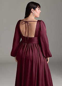 Azazie Norah Brudtärnklänningar Klänning av A-Line i Stretch Satin Cabernet image13