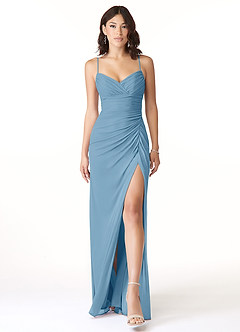 Azazie Reneya Robes de demoiselle d'honneur Robe Sirène en Maille Arc Acier Bleuté image1