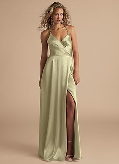 Azazie Davis Slutförsäljning Klänning av A-Linje i Metallisk satin Plisserad Auburn image2