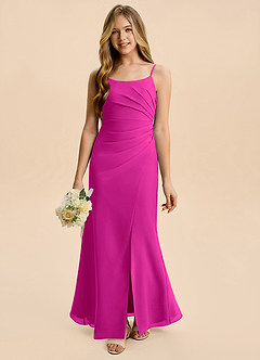 Azazie Amelia Junior Meerjungfrau-Linie Plissee Chiffon Kleid Fuchsia image5