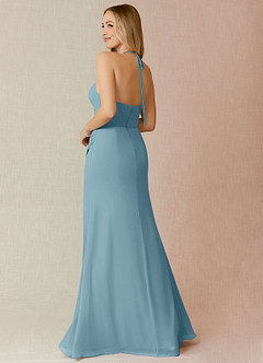 Azazie Miya Final Sale Agave Sheath Pleated Chiffon Dress image4