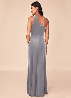 Azazie Argan Bridesmaid Dresses French Lilac A-Line One Shoulder Pleated Velvet Dress image5