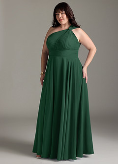 Azazie Charlize Bridesmaid Dresses Dark Green A-Line One Shoulder Chiffon Dress image11
