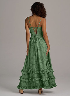 Azazie Lettie Bridesmaid Dresses Eucalyptus A-Line Corset Floral Burnout Dress image6