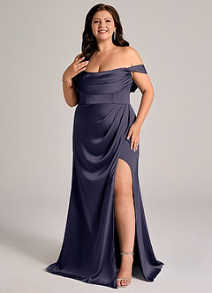Azazie Johana Bridesmaid Dresses Stormy Mermaid Off the Shoulder Stretch Satin Convertible Dress image8