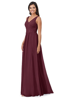 Azazie Robbie Final Sale Desert Rose A-Line Lace Chiffon Dress image3