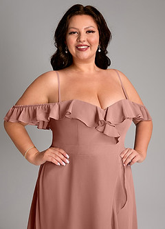 Azazie Lyra Abiti da Damigella Abito Convertibile A-Line in Chiffon Cedro Rosa image17