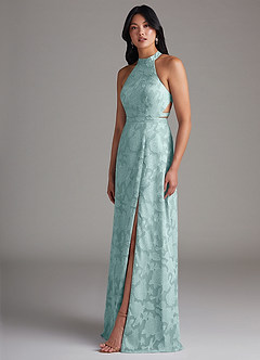 Azazie Clarice Jurken voor bruidsmeisjes Jurk van Bloemen Burn-out met A-Lijn Zijsplit De Nevel image3